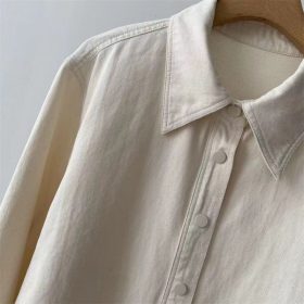 Thick Shirt Women Shirt Simple Casual Blouse Korean Style Slimming - Orange - Image 4