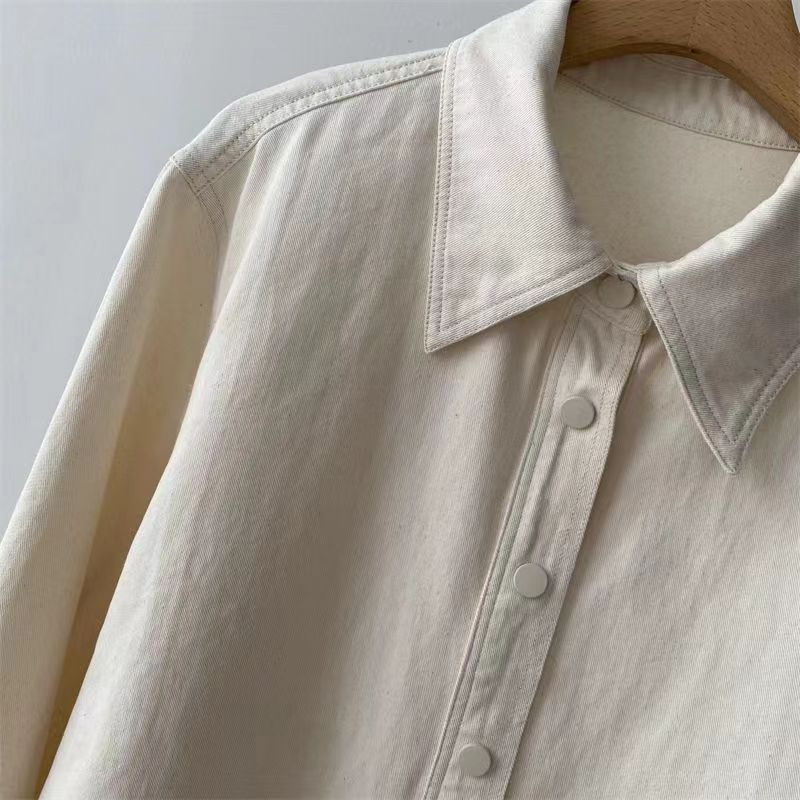 Thick Shirt Women Shirt Simple Casual Blouse Korean Style Slimming - Orange - Image 4