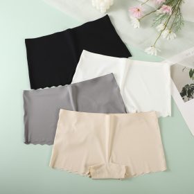 Seamless Flat mouth four-corner Low-waist Hip-lift Panties Wave Edge Underwear - Black - Image 2