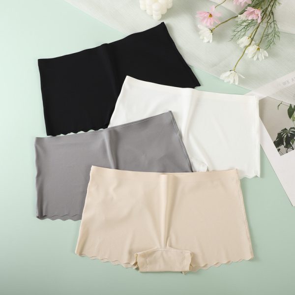 Seamless Flat mouth four-corner Low-waist Hip-lift Panties Wave Edge Underwear - Black