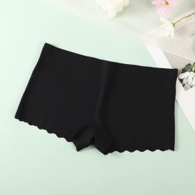 Seamless Flat mouth four-corner Low-waist Hip-lift Panties Wave Edge Underwear - Black