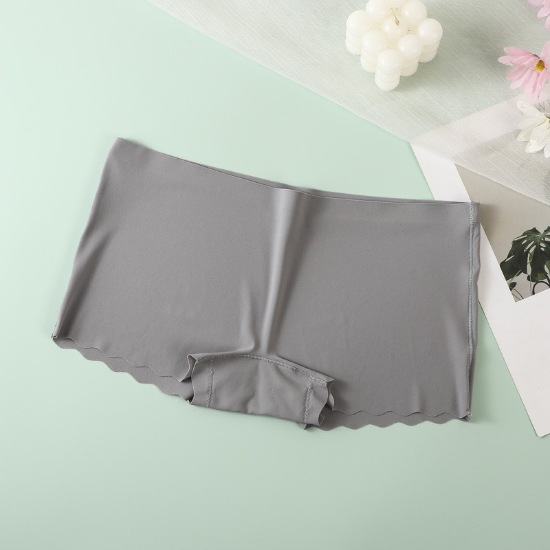 Seamless Flat mouth four-corner Low-waist Hip-lift Panties Wave Edge Underwear - Grey - Image 1