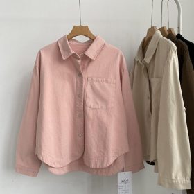 Korean Style Blouse Women Shirt Simple Casual Blouse Slimming All-Matching Blouse Women's Long Sleeve - Pink