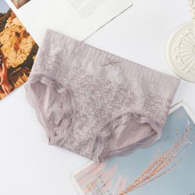 Plus Size Women's Mid-Waist Seamless Lace Underwear - Tummy Control & Butt Lift - Pink