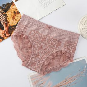 Plus Size Women's Mid-Waist Seamless Lace Underwear - Tummy Control & Butt Lift - Red