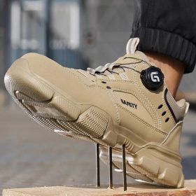 2025 New Rotating Buckle Safety Shoes Men Work Shoes Protection Shoes Anti Smashing Anti Piercing Safety Steel Toe Shoes - Khaki - Image 2