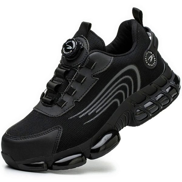 Rotating Button New Safety Shoes Men Anti-smash Anti-puncture Work Shoes Fashion Men Sport Shoes Security Protective Boots Men - Black (262)