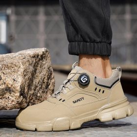 2025 New Rotating Buckle Safety Shoes Men Work Shoes Protection Shoes Anti Smashing Anti Piercing Safety Steel Toe Shoes - Khaki - Image 3