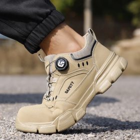 2025 New Rotating Buckle Safety Shoes Men Work Shoes Protection Shoes Anti Smashing Anti Piercing Safety Steel Toe Shoes - Khaki - Image 5