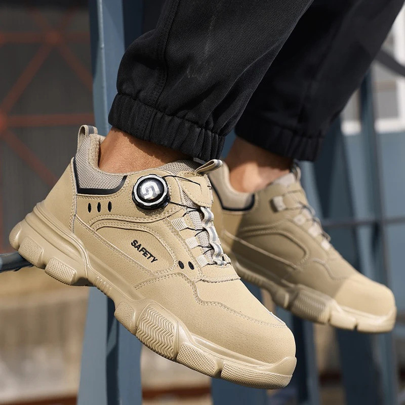2025 New Rotating Buckle Safety Shoes Men Work Shoes Protection Shoes Anti Smashing Anti Piercing Safety Steel Toe Shoes - Khaki - Image 6