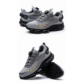 Rotating Button New Safety Shoes Men Anti-smash Anti-puncture Work Shoes Fashion Men Sport Shoes Security Protective Boots Men - Grey - Image 3