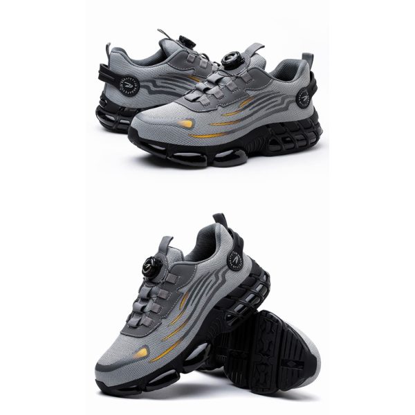 Rotating Button New Safety Shoes Men Anti-smash Anti-puncture Work Shoes Fashion Men Sport Shoes Security Protective Boots Men - Grey