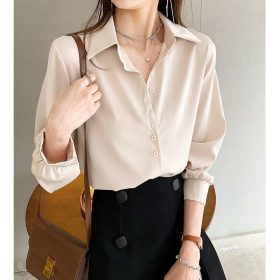 Women's Chiffon Shirt Women's Fashion Design Sense Niche Top Loose Bandage - Apricot
