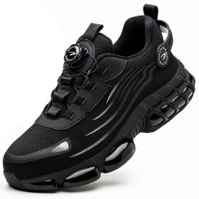 Rotating Button New Safety Shoes Men Anti-smash Anti-puncture Work Shoes Fashion Men Sport Shoes Security Protective Boots Men - Black