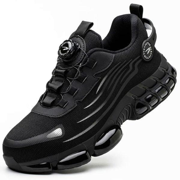 Rotating Button New Safety Shoes Men Anti-smash Anti-puncture Work Shoes Fashion Men Sport Shoes Security Protective Boots Men - Black