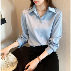 Women's Chiffon Shirt Women's Fashion Design Sense Niche Top Loose Bandage - Blue - Image 1
