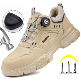 2025 New Rotating Buckle Safety Shoes Men Work Shoes Protection Shoes Anti Smashing Anti Piercing Safety Steel Toe Shoes - Khaki - Image 9