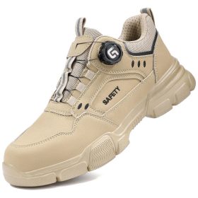 2025 New Rotating Buckle Safety Shoes Men Work Shoes Protection Shoes Anti Smashing Anti Piercing Safety Steel Toe Shoes - Khaki