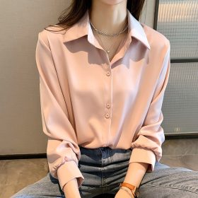 Women's Chiffon Shirt Women's Fashion Design Sense Niche Top Loose Bandage - Pink