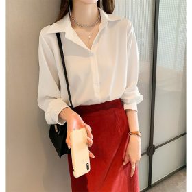 Women's Chiffon Shirt Women's Fashion Design Sense Niche Top Loose Bandage - White
