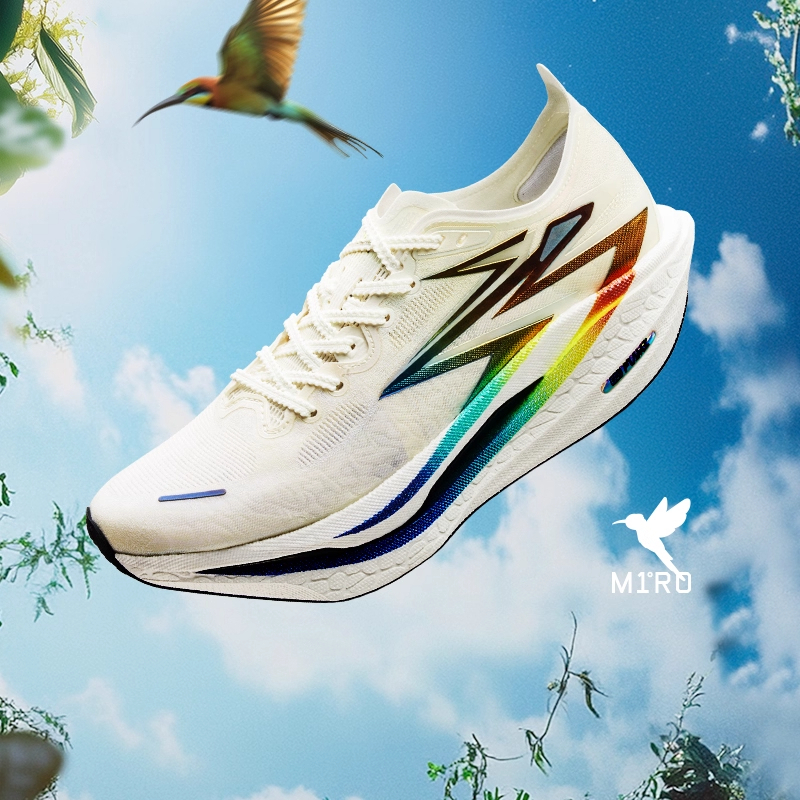 361 Degrees Flame 4.0 Men Women Running Shoes Professional Marathon - Feather White/Game Blue (9.21) - Image 1