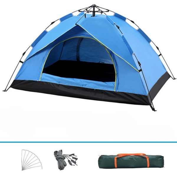 Camping Tent 3/4 Person Outdoor Tent Fast Pop Up Automatic Tent camping equipment - 2 Layer Blue