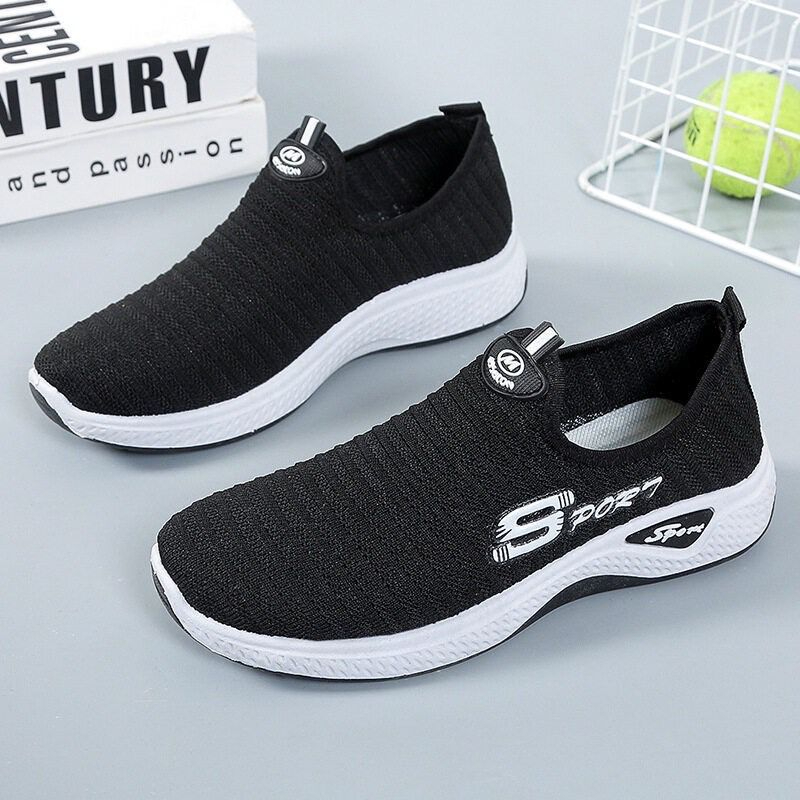 Sport Slip On Sneaker Women’s Sport Shoes Walking Running Lady - Black - Image 1