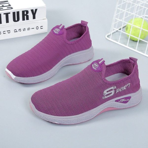 Sport Slip On Sneaker Women’s Sport Shoes Walking Running Lady - Purple