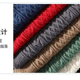 Soft and cozy men's sweater autumn and winter trendy brand twisted knit sweater round neck warm inner layer loose knitwear for teenagers and men - apricot - Image 4