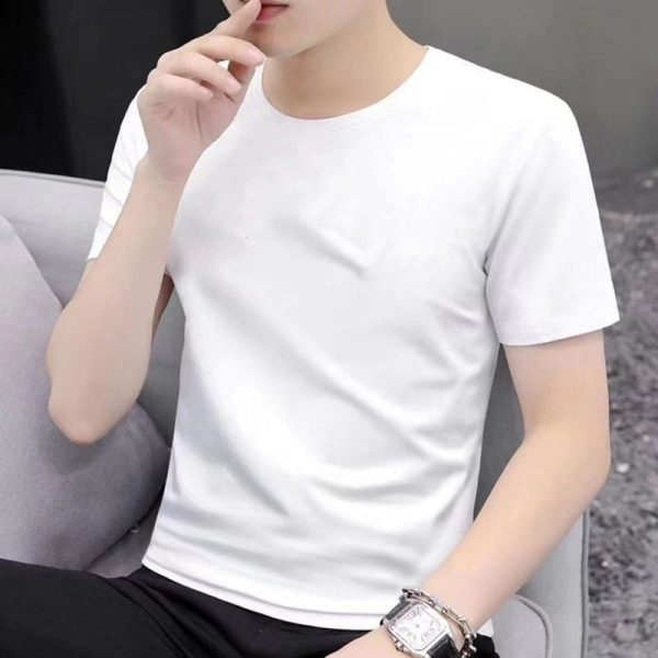Men's short-sleeved T-shirt summer polo shirt stylish stand-up collar trendy youth - Y880 White