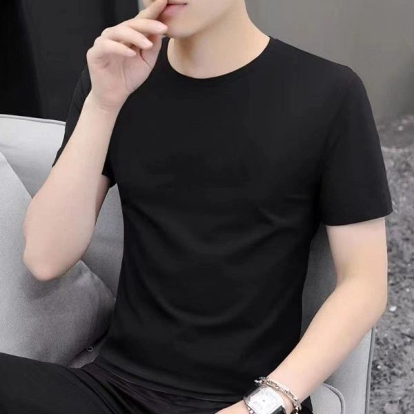 Men's short-sleeved T-shirt summer polo shirt stylish stand-up collar trendy youth - Y880 Black
