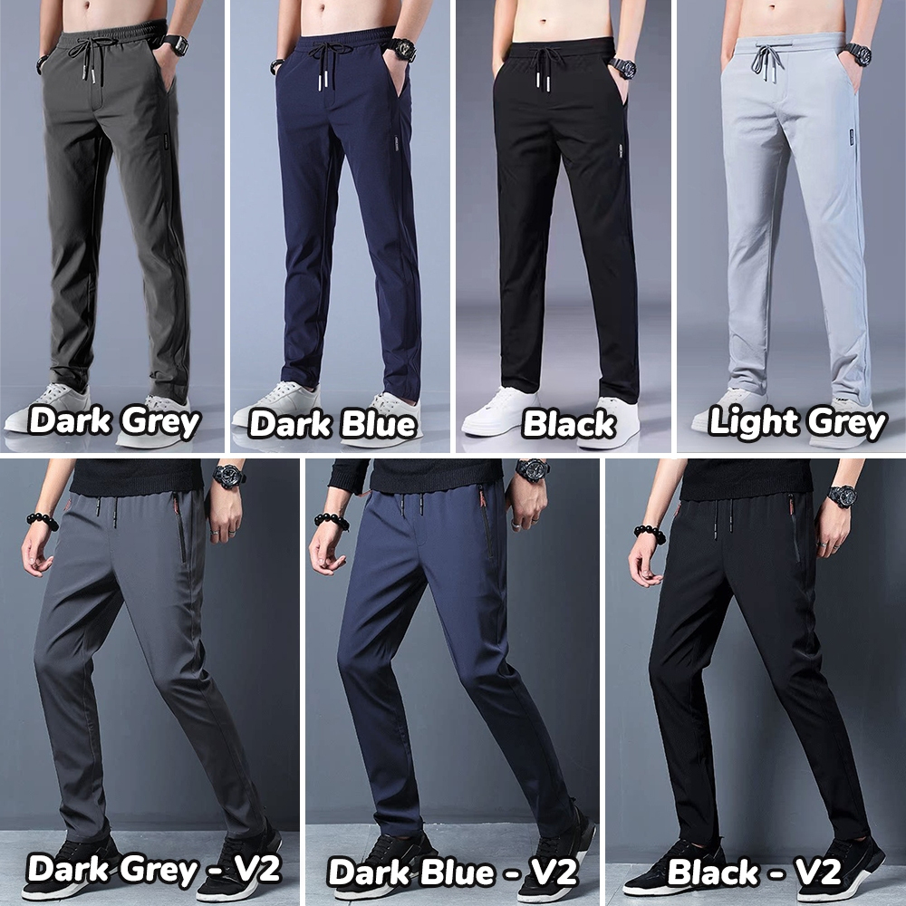 Men Long Pants Sport Pants Trousers - Dark Blue (with Zip) - Image 2