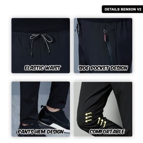 Men Long Pants Sport Pants Trousers - Dark Blue (with Zip) - Image 3