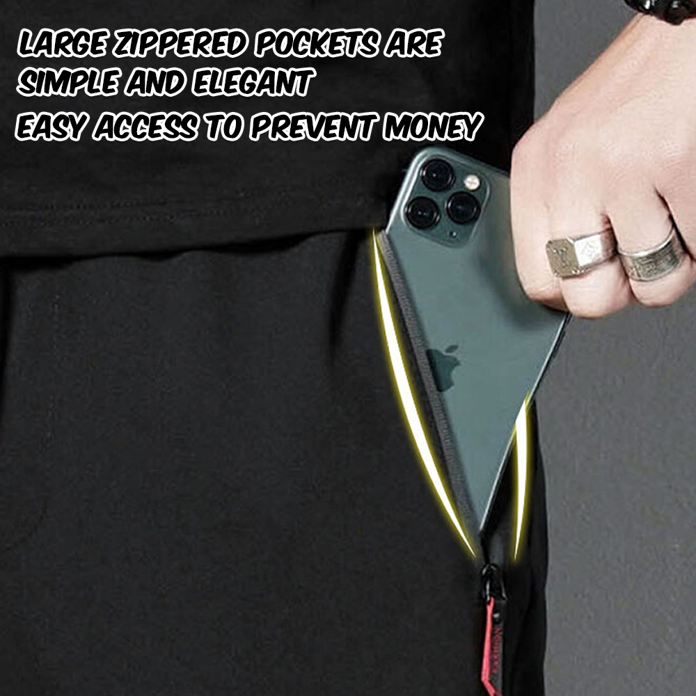 Men Long Pants Sport Pants Trousers - Dark Blue (with Zip) - Image 5