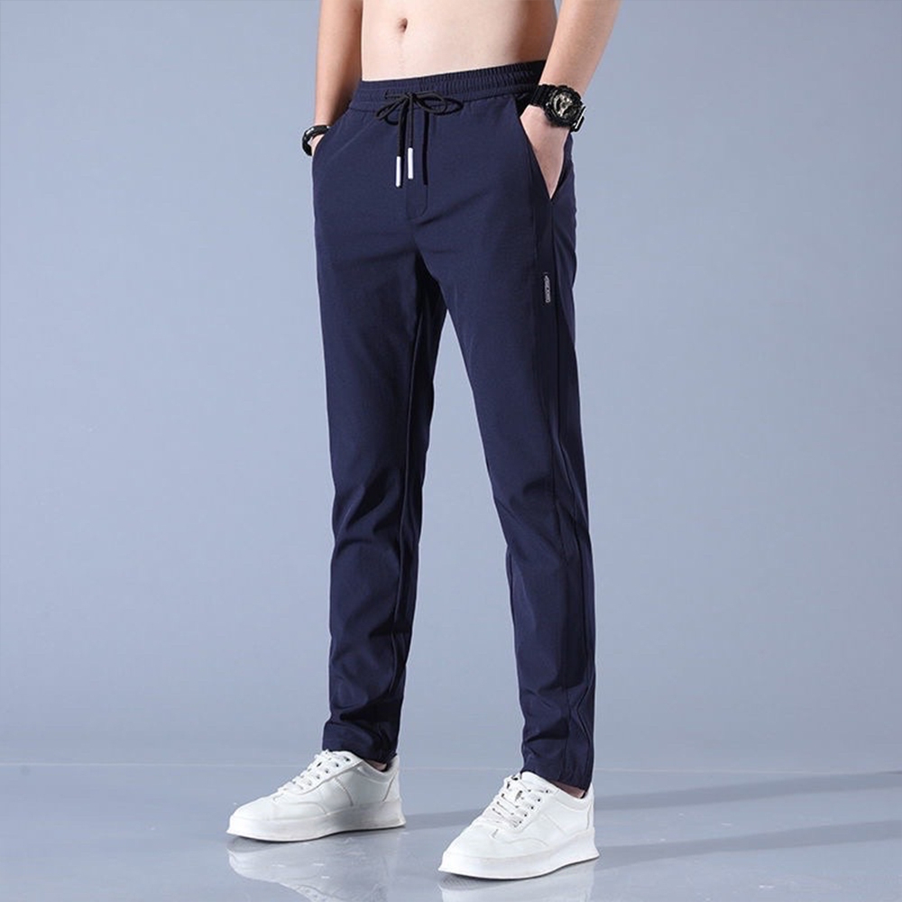 Men Long Pants Sport Pants Trousers - Dark Blue (shapely) - Image 1