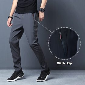 Men Long Pants Sport Pants Trousers - Dark Grey (with Zip) - Image 1