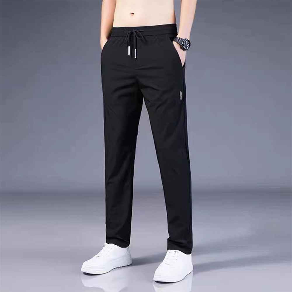 Men Long Pants Sport Pants Trousers - Black (Silky) - Image 1