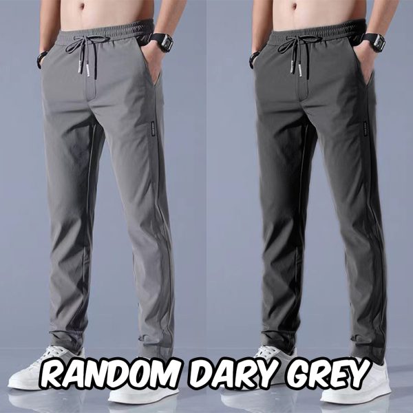 Men Long Pants Sport Pants Trousers - Dark Grey (Silky)