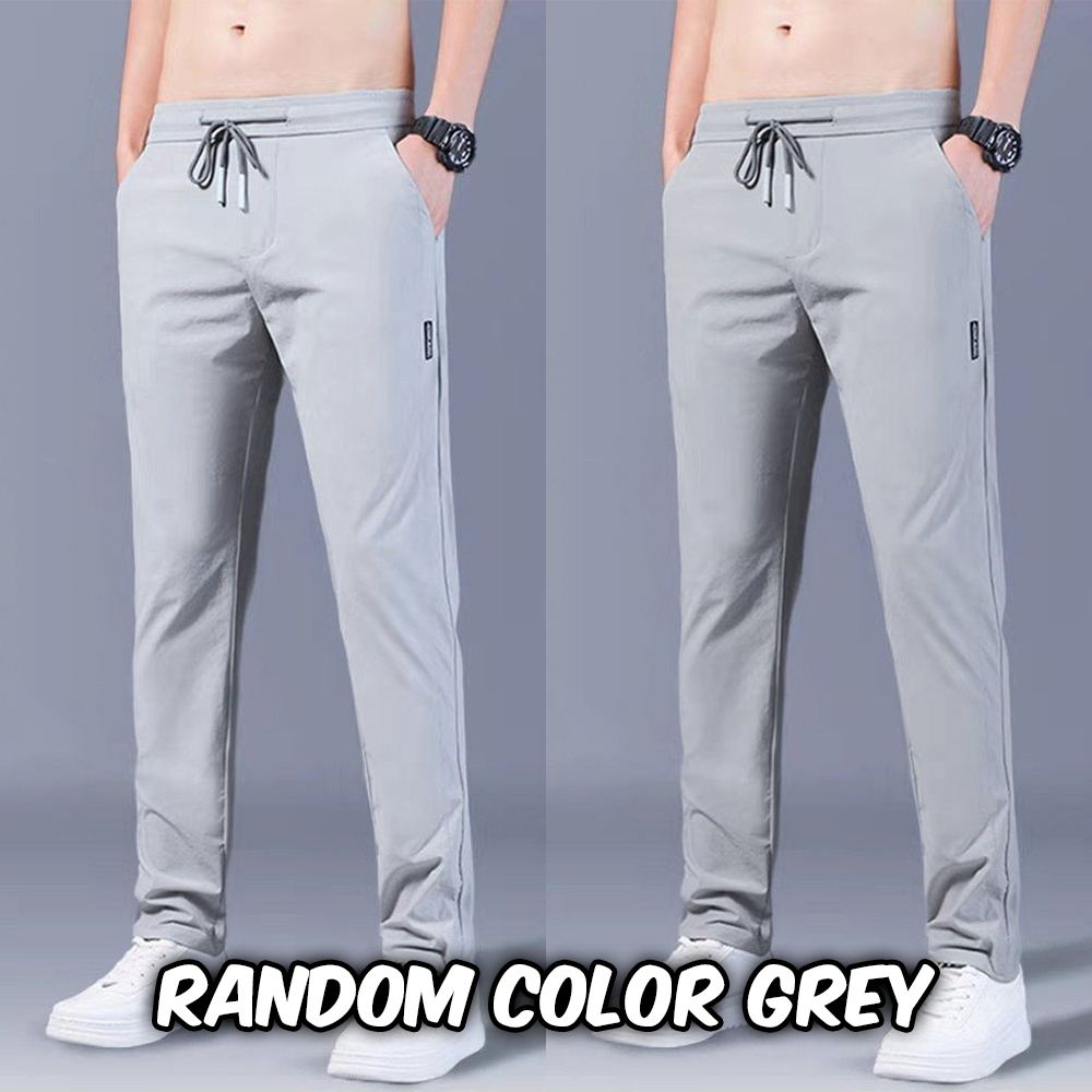 Men Long Pants Sport Pants Trousers - Light Grey (Silky) - Image 1