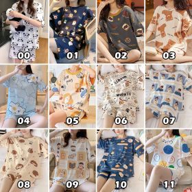 Women's Cute Short Sleeve Sleepwear Pajamas Set - 09 - Image 2