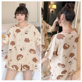 Women's Cute Short Sleeve Sleepwear Pajamas Set - 09 - Image 4