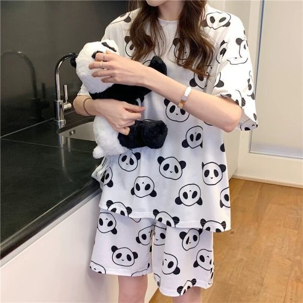Women's Cute Short Sleeve Sleepwear Pajamas Set - 00