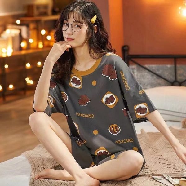 Women's Cute Short Sleeve Sleepwear Pajamas Set - 02