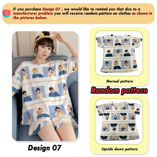 Women's Cute Short Sleeve Sleepwear Pajamas Set - 07