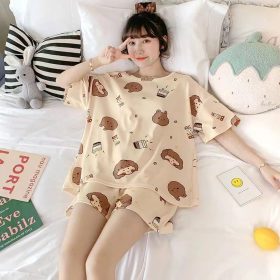 Women's Cute Short Sleeve Sleepwear Pajamas Set - 08 - Image 1