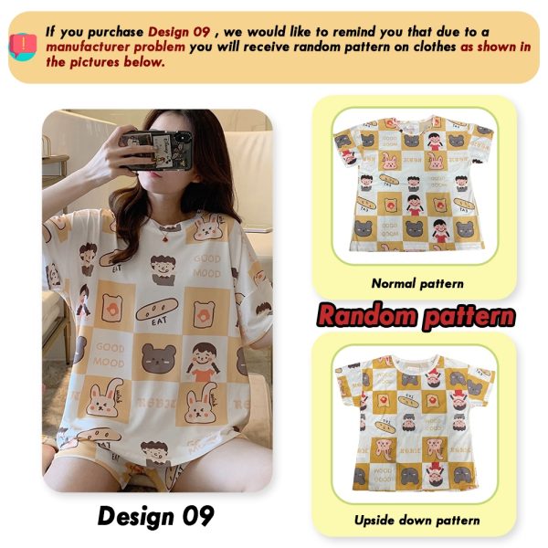 Women's Cute Short Sleeve Sleepwear Pajamas Set - 09