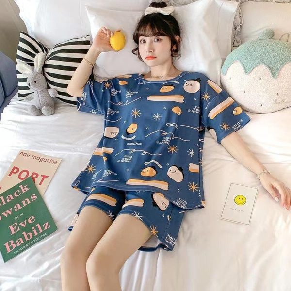 Women's Cute Short Sleeve Sleepwear Pajamas Set - 10