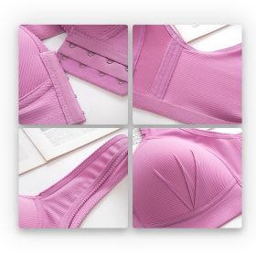 Women's Push Up Bra Large Size Button Front Design Cotton Wireless - Red - Image 2