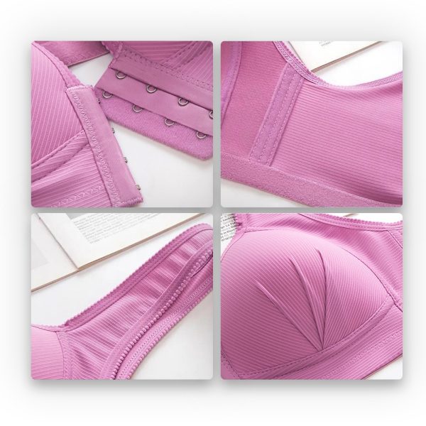 Women's Push Up Bra Large Size Button Front Design Cotton Wireless - Red