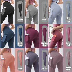 Women Yoga Pants Legging Women Sports Fitness Peach Tight Waist Hip Abdomen Stretchable Running Pants - Purple - Image 2